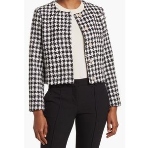 PLM Houndstooth Tweed Crop Blazer